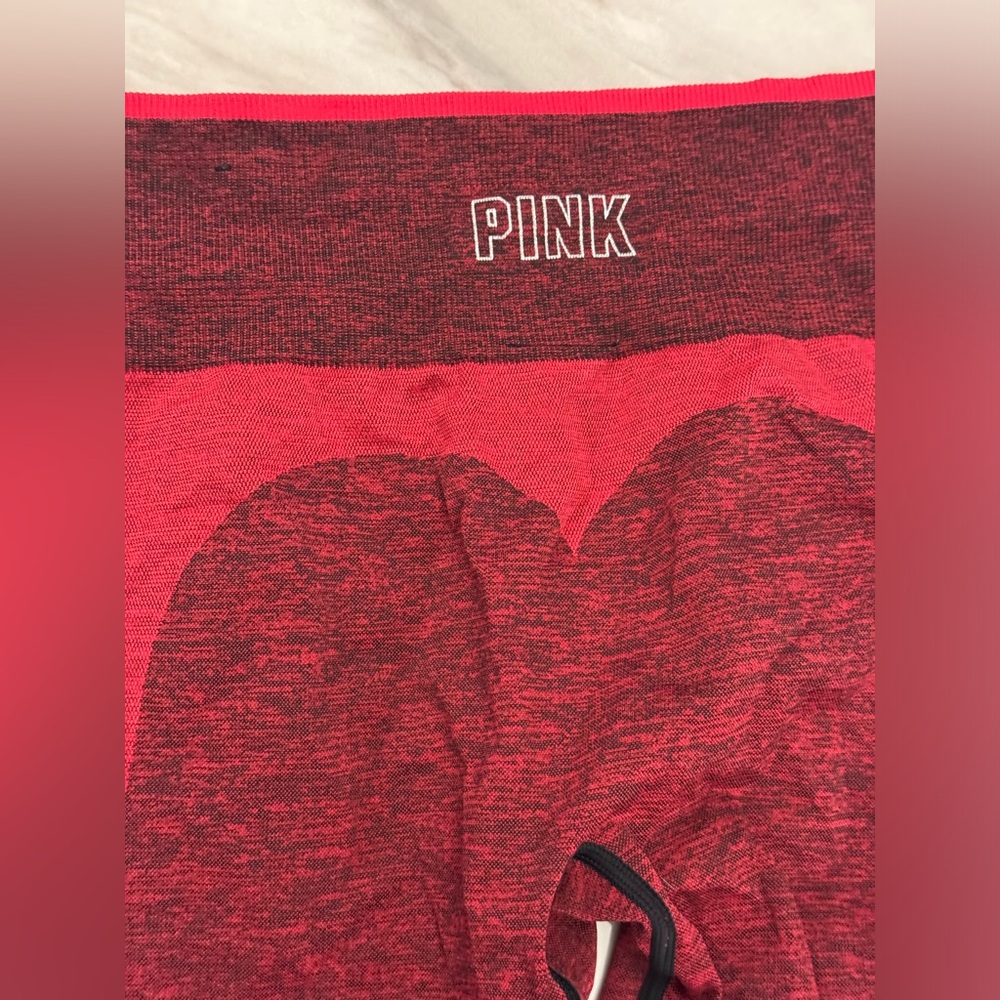 PINK Victoria's Secret Red Leggings Seamless Stretch Like-New - Picture 3 of 8